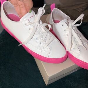 Marc Fisher White and Pink Sneakers